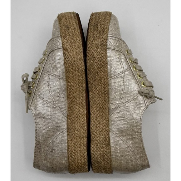 HTF Rare Superga Rope Platform Espadrille Champagne Metallic Linen Sz 8 - Picture 6 of 10